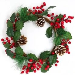 Grande Couronne De Houx Et Pin Noël Artificielle Ø 30cm