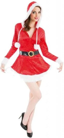 Chaks N1002T38, Déguisement Mère Noël Capuche Luxe, Adulte Taille S