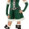 Chaks N1019M, Déguisement Elfe De Noël Femme Luxe VERT Adulte, Taille M -Xmas Deco Shop n1019 3