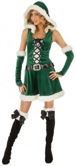 Chaks N1019M, Déguisement Elfe De Noël Femme Luxe VERT Adulte, Taille M